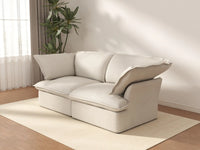 Sofá de dos plazas Deluxe Cloud, color beige, lavable | 2 piezas, tela de lino y algodón, diseño modular