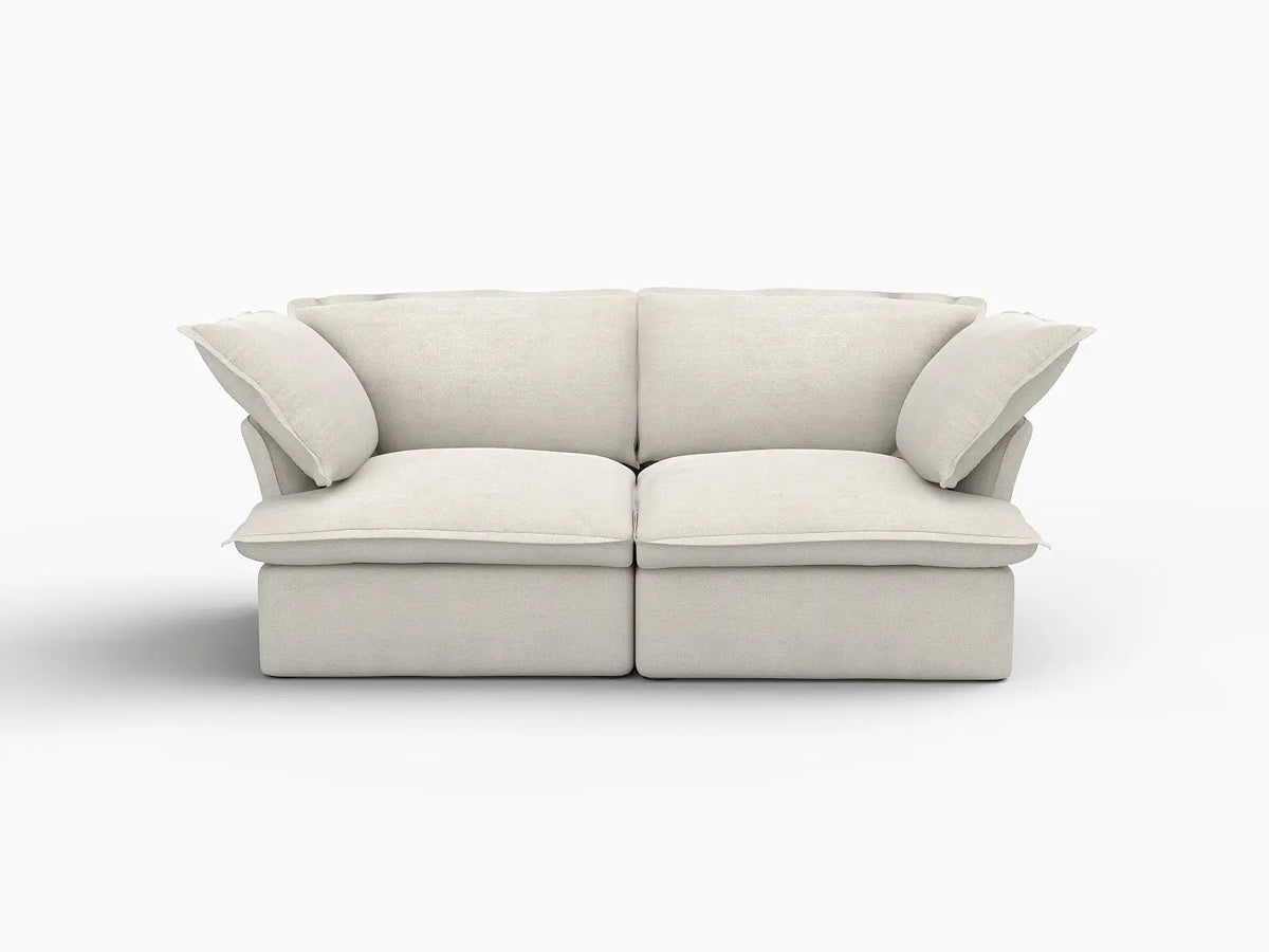 Deluxe Linen Cloud Sectional Sofas Covers | Beige Cotton and Linen Sofa Cover for 2-Seater