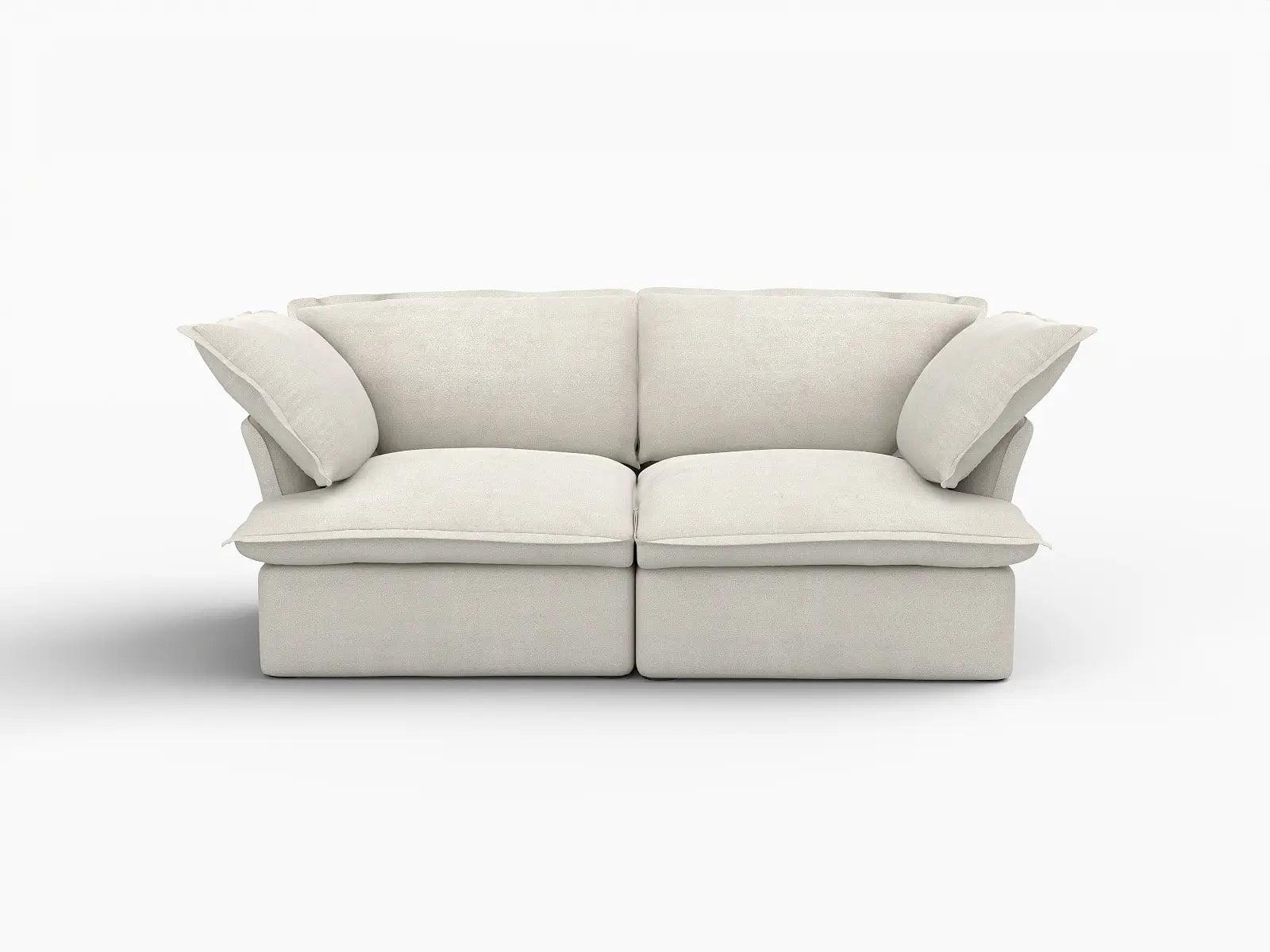 Deluxe Cloud 2-Seater Beige Washable Loveseat | 2-Piece, Linen and Cotton Fabric, Modular Design