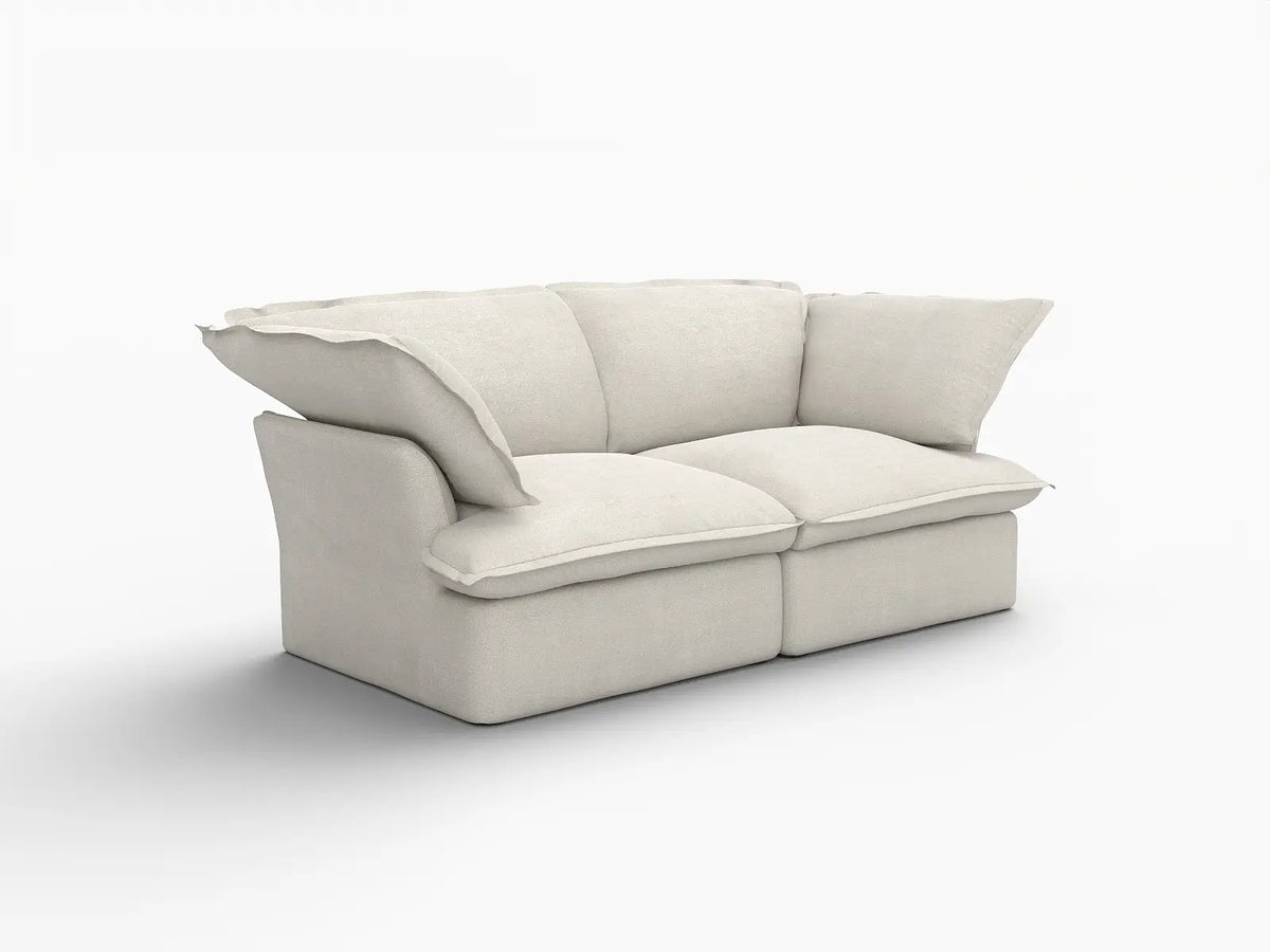 Deluxe Linen Cloud Sectional Sofas Covers | Beige Cotton and Linen Sofa Cover for 2-Seater