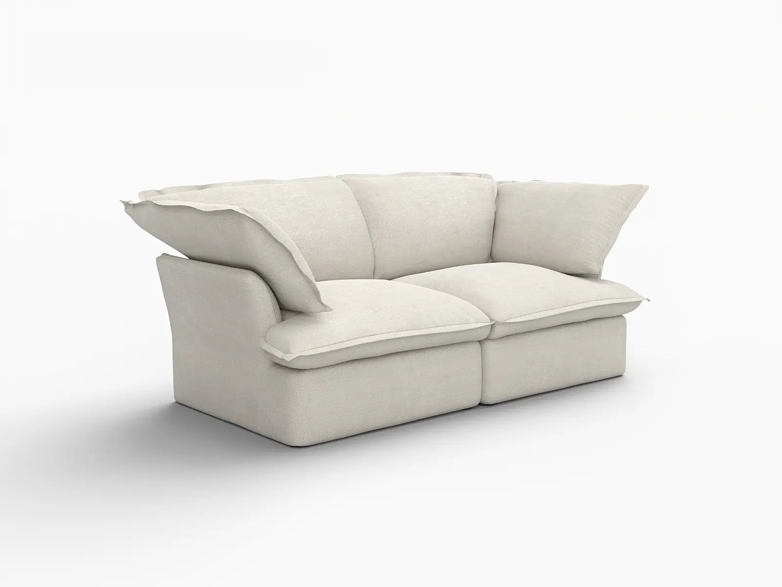 Deluxe Cloud 2-Seater Beige Washable Loveseat | 2-Piece, Linen and Cotton Fabric, Modular Design
