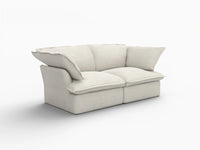 Deluxe Linen Cloud Sectional Sofas Covers | Beige Cotton and Linen Sofa Cover for 2-Seater