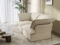 Sofá de dos plazas Deluxe Cloud, color beige, lavable | 2 piezas, tela de lino y algodón, diseño modular