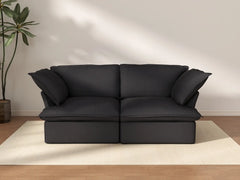 Sofá de dos plazas Deluxe Cloud, lavable, color negro | 2 piezas, tela de lino y algodón, diseño modular