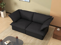 Sofá de dos plazas Deluxe Cloud, lavable, color negro | 2 piezas, tela de lino y algodón, diseño modular