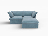 Deluxe Cloud 2-Seater Velvet Chaise Sectional | 3-Piece (includes 1 ottoman), Storage Ottoman