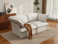Deluxe Cloud 2-Seater White Washable Loveseat | 2-Piece, Linen and Cotton Fabric, Modular Design