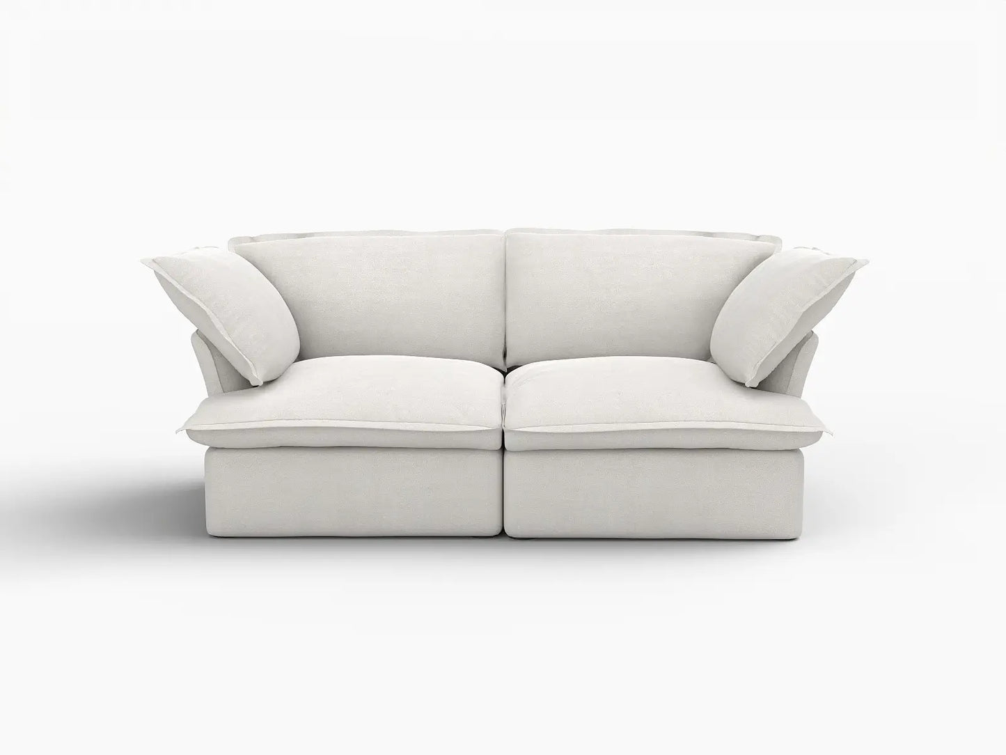 Deluxe Cloud 2-Seater White Washable Loveseat | 2-Piece, Linen and Cotton Fabric, Modular Design