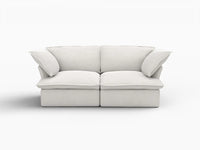 Deluxe Cloud 2-Seater White Washable Loveseat | 2-Piece, Linen and Cotton Fabric, Modular Design