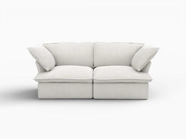 Deluxe Linen Cloud Sectional Sofas Covers | White Cotton and Linen Sofa Covers for 2-Seater