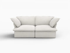Deluxe Linen Cloud Sectional Sofas Covers | White Cotton and Linen Sofa Covers for 2-Seater