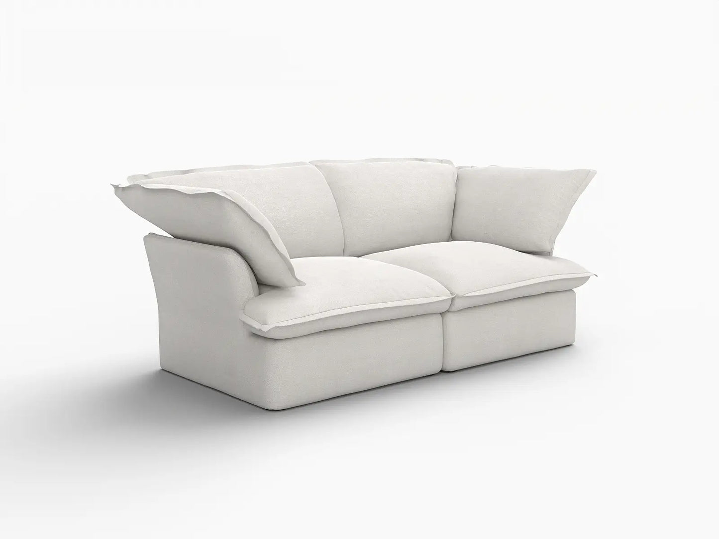 Deluxe Cloud 2-Seater White Washable Loveseat | 2-Piece, Linen and Cotton Fabric, Modular Design