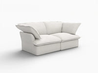 Deluxe Cloud 2-Seater White Washable Loveseat | 2-Piece, Linen and Cotton Fabric, Modular Design