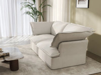 Deluxe Cloud 2-Seater White Washable Loveseat | 2-Piece, Linen and Cotton Fabric, Modular Design
