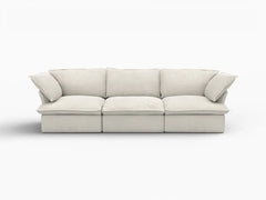 Deluxe Linen Cloud Sectional Sofas Covers | Beige Cotton and Linen Sofa Cover for 3-Seater
