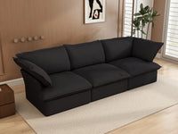 Deluxe Cloud 3-Seater Black Washable Couch Sectional | 3-Piece, Linen and Cotton Fabric, Modular Design