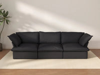 Deluxe Cloud 3-Seater Black Washable Couch Sectional | 3-Piece, Linen and Cotton Fabric, Modular Design