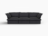 Deluxe Cloud 3-Seater Black Washable Couch Sectional | 3-Piece, Linen and Cotton Fabric, Modular Design