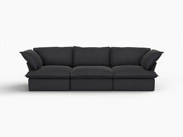 Deluxe Linen Cloud Sectional Sofas Covers | Black Linen Cotton Sofa Cover for 3-Seater