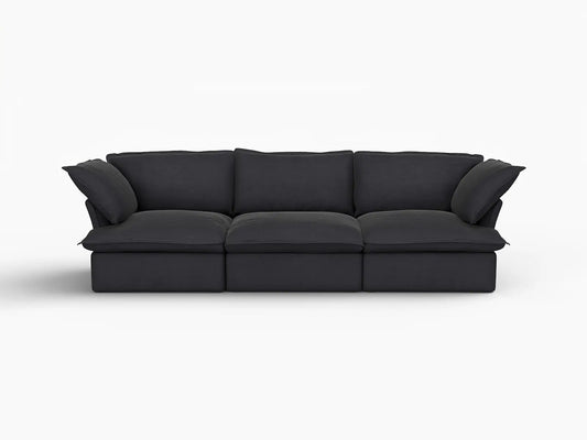 Deluxe Linen Cloud Sectional Sofas Covers | Black Linen Cotton Sofa Cover for 3-Seater