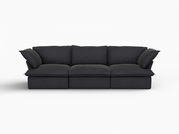 Deluxe Linen Cloud Sectional Sofas Covers | Black Linen Cotton Sofa Cover for 3-Seater