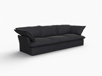 Deluxe Cloud 3-Seater Black Washable Couch Sectional | 3-Piece, Linen and Cotton Fabric, Modular Design