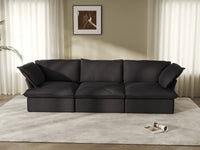 Deluxe Cloud 3-Seater Black Washable Couch Sectional | 3-Piece, Linen and Cotton Fabric, Modular Design