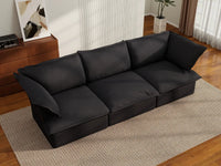 Deluxe Cloud 3-Seater Black Washable Couch Sectional | 3-Piece, Linen and Cotton Fabric, Modular Design