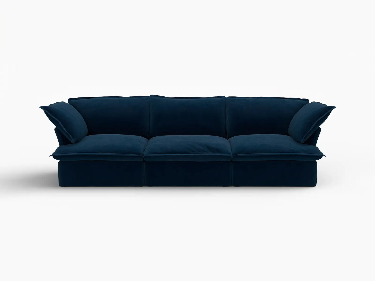 Deluxe Cloud 3-Seater Compact Modular Couch Sectional | 3-Piece, Velvet Fabric, Washable Covers