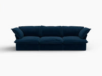 Deluxe Cloud 3-Seater Compact Modular Couch Sectional | 3-Piece, Velvet Fabric, Washable Covers