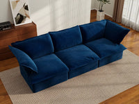 Deluxe Cloud 3-Seater Compact Modular Couch Sectional | 3-Piece, Velvet Fabric, Washable Covers