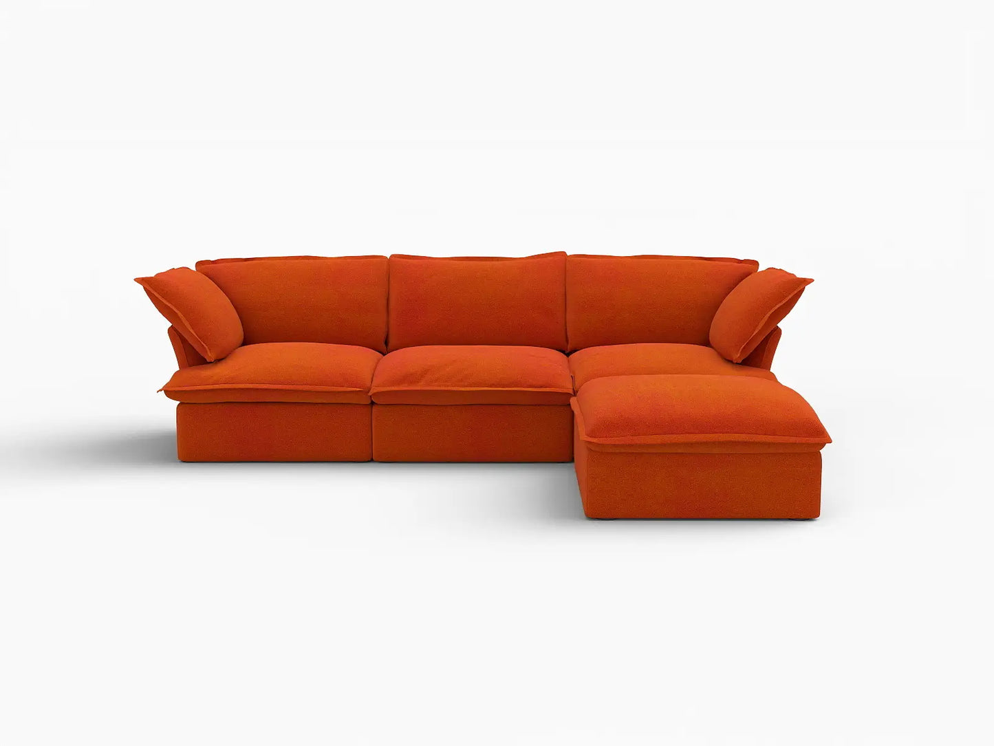 Deluxe Cloud 3-Seater Modular L-Shaped Sectional | 4-Piece (includes 1 ottoman), Velvet Fabric, Storage Ottoman
