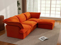 Deluxe Cloud 3-Seater Modular L-Shaped Sectional | 4-Piece (includes 1 ottoman), Velvet Fabric, Storage Ottoman
