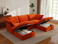 Deluxe Cloud 3-Seater Modular Storage Sofa | 5-Piece (includes 2 ottomans), Velvet Fabric, Washable Covers