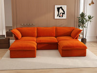 Deluxe Cloud 3-Seater Modular Storage Sofa | 5-Piece (includes 2 ottomans), Velvet Fabric, Washable Covers