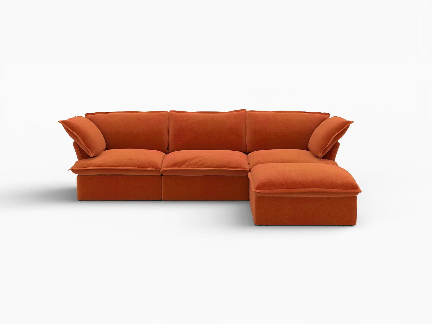 Deluxe Cloud 3-Seater Storage L-Shaped Sectional | 4-Piece (includes 1 ottoman), Velvet Fabric, Washable Covers