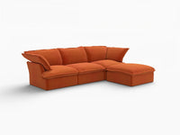 Deluxe Cloud 3-Seater Storage L-Shaped Sectional | 4-Piece (includes 1 ottoman), Velvet Fabric, Washable Covers