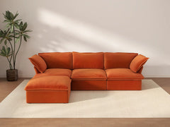 Deluxe Cloud 3-Seater Storage L-Shaped Sectional | 4-Piece (includes 1 ottoman), Velvet Fabric, Washable Covers