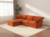 Deluxe Cloud 3-Seater Storage L-Shaped Sectional | 4-Piece (includes 1 ottoman), Velvet Fabric, Washable Covers