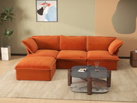 Deluxe Cloud 3-Seater Storage L-Shaped Sectional | 4-Piece (includes 1 ottoman), Velvet Fabric, Washable Covers
