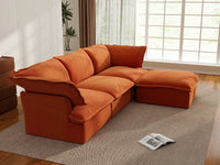 Deluxe Cloud 3-Seater Storage L-Shaped Sectional | 4-Piece (includes 1 ottoman), Velvet Fabric, Washable Covers