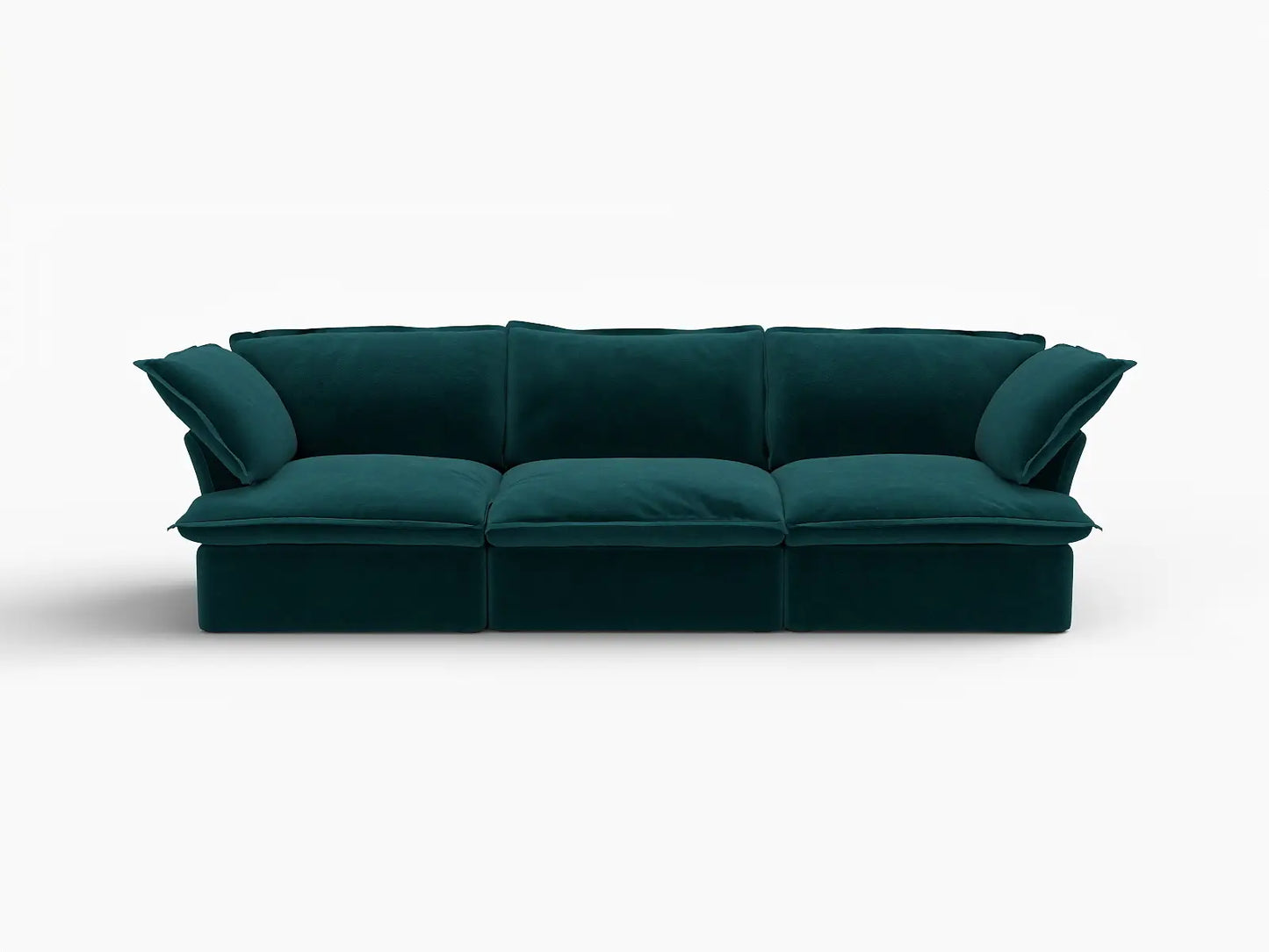 Sofá seccional modular de 3 plazas Deluxe Cloud Turquesa | 3 piezas, tela de terciopelo, fundas lavables