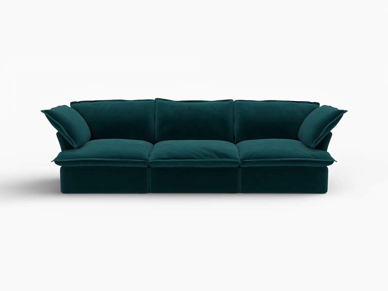 Sofá seccional modular de 3 plazas Deluxe Cloud Turquesa | 3 piezas, tela de terciopelo, fundas lavables