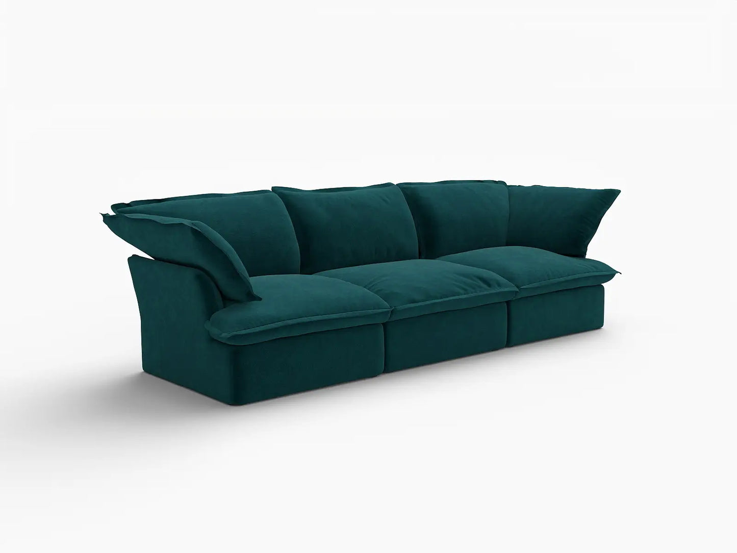Sofá seccional modular de 3 plazas Deluxe Cloud Turquesa | 3 piezas, tela de terciopelo, fundas lavables