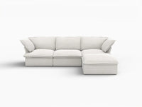 Deluxe Linen Cloud Sectional Sofas Covers | White Cotton and Linen Sofa Covers for 3-Seater With Ottoman