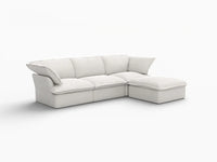 Deluxe Linen Cloud Sectional Sofas Covers | White Cotton and Linen Sofa Covers for 3-Seater With Ottoman