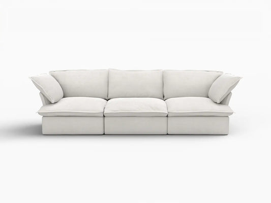 Deluxe Linen Cloud Sectional Sofas Covers | White Cotton and Linen Sofa Covers for 3-Seater