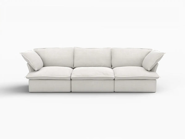 Deluxe Linen Cloud Sectional Sofas Covers | White Cotton and Linen Sofa Covers for 3-Seater
