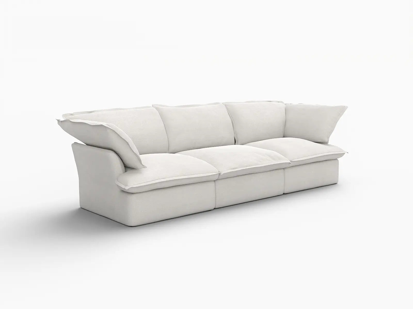 Deluxe Cloud 3-Seater White Washable Couch Sectional | 3-Piece, Linen and Cotton Fabric, Modular Design