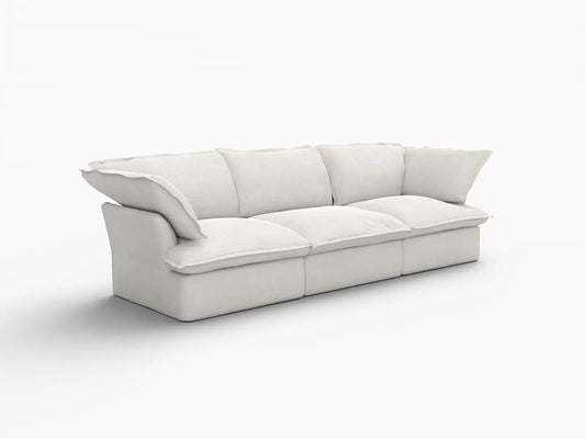 Deluxe Linen Cloud Sectional Sofas Covers | White Cotton and Linen Sofa Covers for 3-Seater